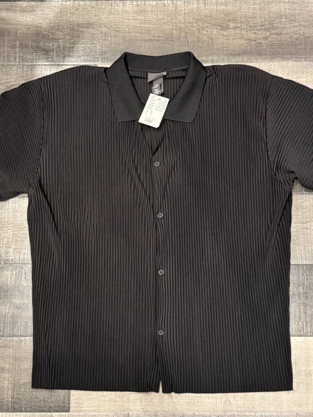 H&M Pleated Polo Shirt Black Size XL New with Tags